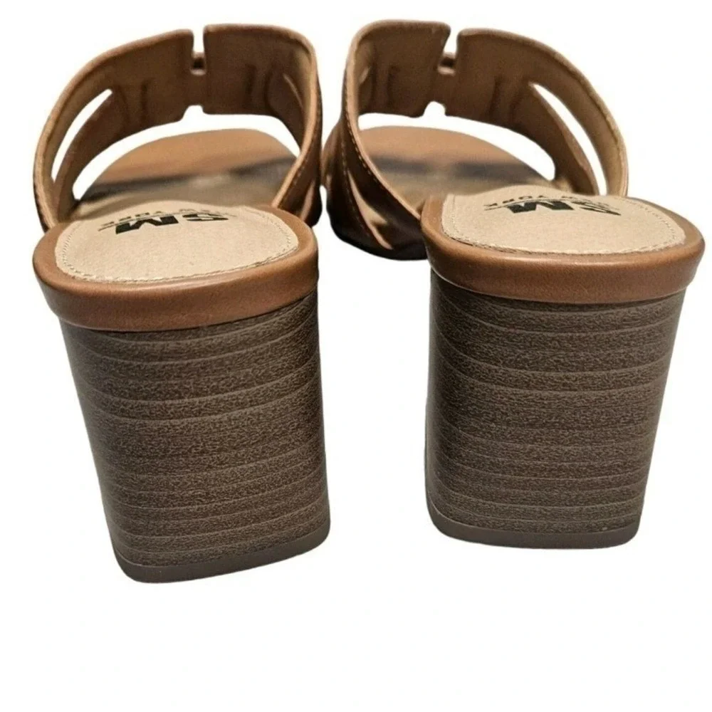 SM New York Ina Tan Heeled Sandals Women's Size 8.5M Slide Block‎ Heel